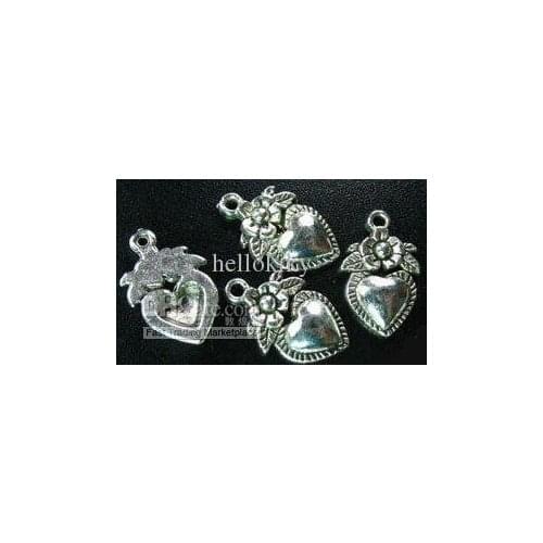 900pcs Tibetan silver flower heart drops A5185