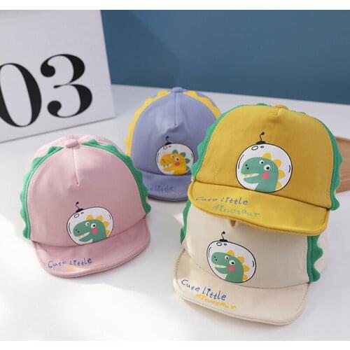 Spring Cartoon Dinosaur Baby Baseball Cap Cute Letter Print Boys Girls Kids Sun Hat Adjustable Snapback Children Beach Cap