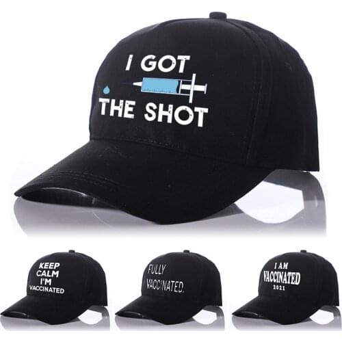 Keep Calm I’m Vaccinated Baseball Cap 2021 I Got The Shot Fully Vaccinated Hats Unisex Black for Adults Drop Shipping Support