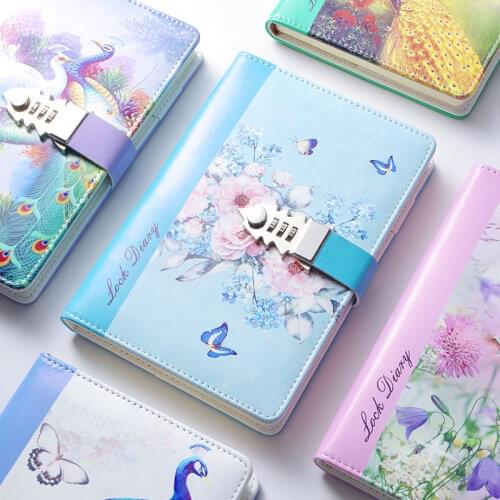 A5 Notebook Password Lock Notebooks Leather Notepad Agenda 2021 Weeks Diary Month Planner School Stationery Girl Boy Gift
