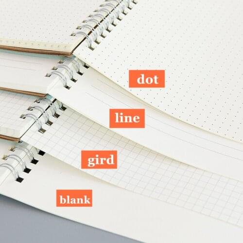 A5/B5/A6 Kraft Coil Notebook and Journal Grid Dot Blank Lined Notepad Diary Agenda Planner Sketchbook School Supplies Stationery