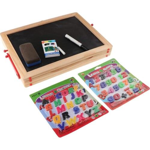 Wooden Blackboard Erase Board Magnetic Letter Number Blocks Early Learning Educational Toys Birthday Gift for Children Kids