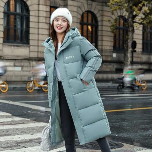 ISENMAL Long Winter Women Coat With Hoode Korean Style Jacket Thick Warm Wadded Lady Parkas Female Patchwork Cotton Padded