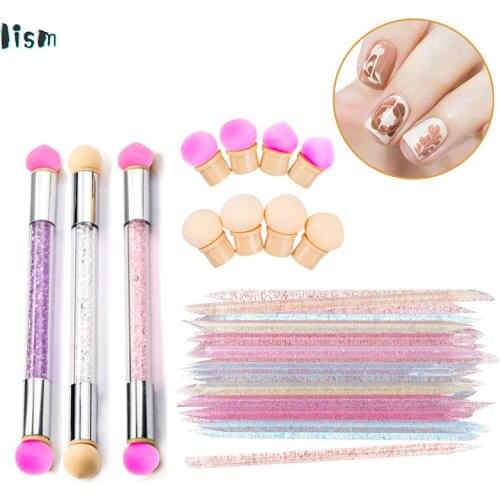Double-headed Gradient Brushes 50/100Pcs Crystal Stick Double End Nail Art Cuticle Pusher For Ombre Gradient Nails Manicure Tool
