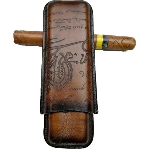 Mini Leather Travel Cigar Case Portable Travel Humidor Holder Load 2 Pcs Cigars Tube Mens Gift