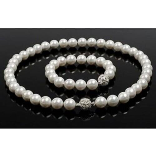 BEAUTIFUL 10-11MM WHITE SOUTH SEA AAA PEARL NECKLACE 18 INCH BRACELET 8 INCH