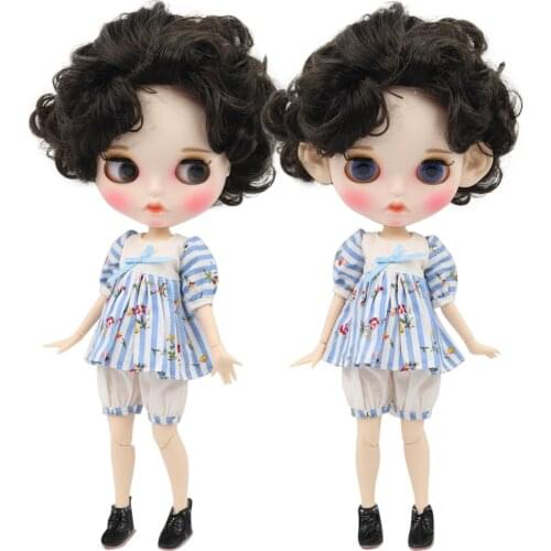 ICY DBS Blyth doll 1/6 toy white skin joint body bjd black hair matte face with eyebrow custom doll 30cm