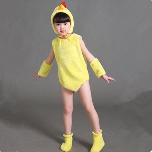 Cute yellow chick costumes kindergarten dance suits for children lovely animal performance clothing halloween stage clothes