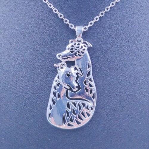 Cute Whippet Necklace Dog Animal Couple Pet Pendant Gold Silver Plated Jewelry For Women Female Girls Kids Ladies N066