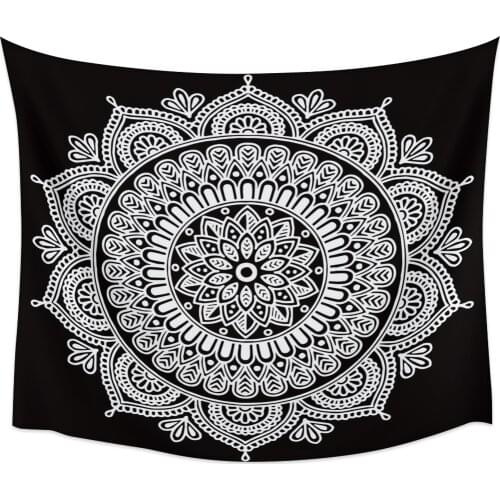 Mandala White Flowers Tapestry Wall Hanging Wall Art Bedroom Painting Tapestry Wall Home Decoration Dorm Decor Yoga Mat