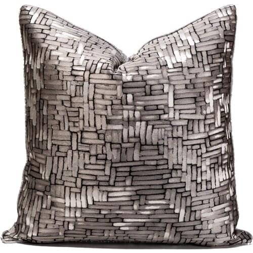 Labyrinth Plaid Silver Grey Throw Pillow Cover Polyester Yarn-dyed Cushion Cover Simple High Quality Sofa Cover Home Furnishing