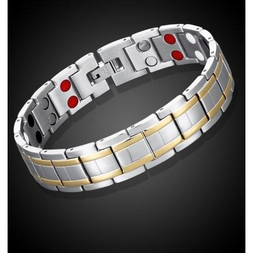 New Magnetic Hematite Bracelet and Bangle Mens Health Gold Stainless Steel Four Element Energy Jewelry Bracelet Christmas Gift
