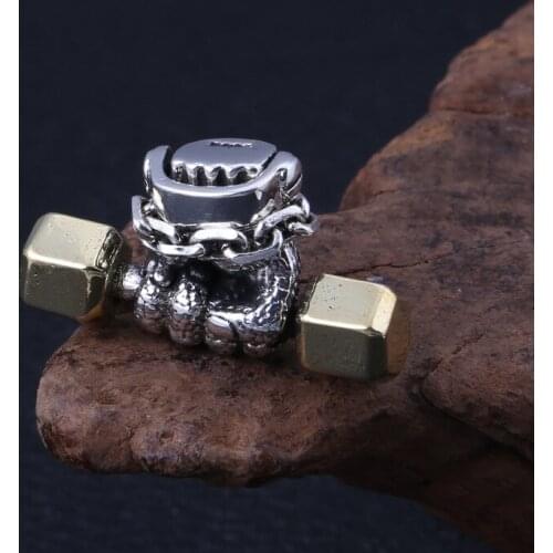 Wholesale S925 Sterling Silver Jewelry Retro Thai Silver Creative Personality Fitness Lifting Dumbbells Men And Women Pendant