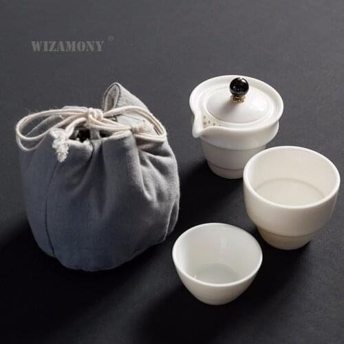 WIZAMONY Drinkware Kungfu Tea Set Tea Cup Pottery Ceramic Cup Filter Teapot for Travel Japanese Style Teaware Kettle Coffee
