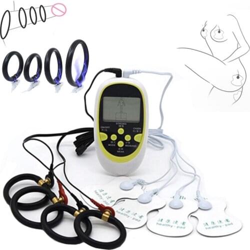 SM Sex Tool For Men Electric Shock Penis Ring Electrical stimulation Therapy Massager Cock Ring Penis Extender Body Massage Pads
