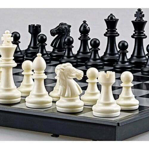 Chess Foldable Portable Magnetic Chess Draughts Set Strategy Game Educational Toy for Travel Game Educational Toy