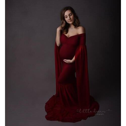 Photography Chiffon Maternity Gown Fashion Women Robe Photo Shoot Long Sleeve Party Clothes For Photo Shoot Pregnant Costume