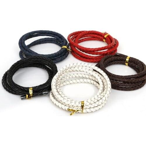 1meter/pack 5mm Round Genuine Braided Leather Cord/Thread/String/Rope for Necklace Bracelet Jewelry Material Supplies 5 Colors