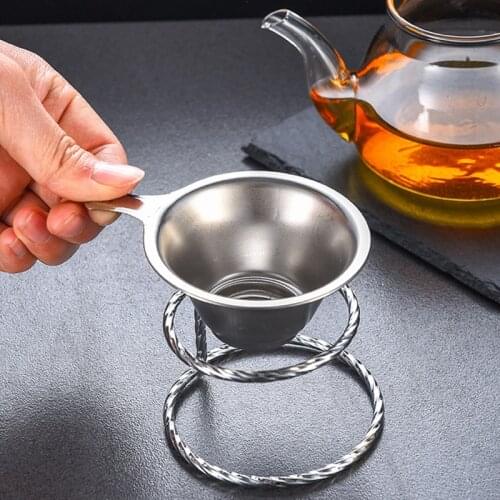 Stainless Steel Reusable Tea Infuser Strainer Teapot Loose Leaf Spice Filter Kitchen Accessories Handle Clip Tea Accessories