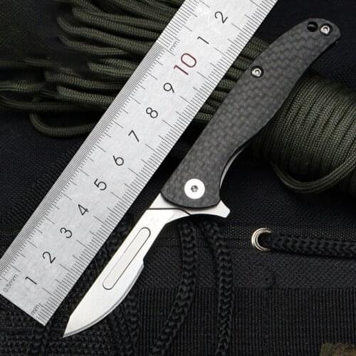 Carbon Fiber Scalpel EDC High Hardness Portable Outdoor Folding Skinning Knife Survival Camping Tool With 10 Blades