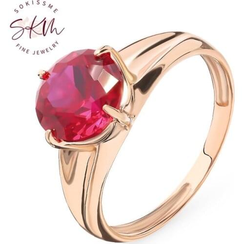 SKM Vintage Ruby Rings for women 14k rose gold Engagement rings designer Anniversary Luxury Fine Jewelry