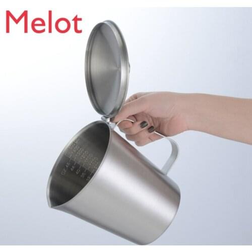 Thick 304 Stainless Steel Measuring Cup with Lid Measuring Cup Milk Tea and Coffee Measuring Cup Steam Pitcher Experimental Cup