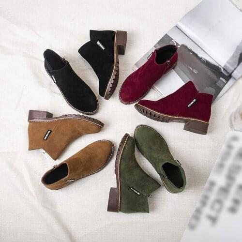 35-40 41 42 Plus Size Womens Shoes, Vintage Chunky-heeled Ankle Boots (Height 4.5cm 1.77inches, Suede)