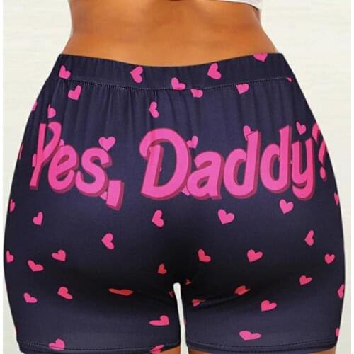 Women’s Summer Casual Shorts Fashion Letter Printing Pattern Elastic High Waist Tight-fitting Short Pants Sports Clothes