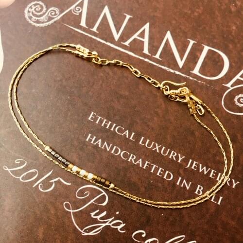 Gold Double-layer Thin Chain Bracelet MIYUKI Color Bijou Beads Stone Love Bracelets For Women Adjustable Bangle Jewelry GIft