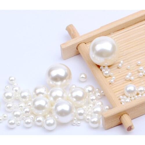 1.5mm-18mm Small Bag High Bright ABS No Hole Round Ivory Faux Pearls Loose charms Bead For DIY Vases Filler Jewelry Making