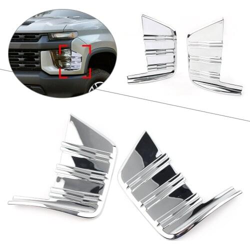 1Pair Auto Front Fog Light Cover Trim For Chevrolet Silverado 1500 2019 2020 ABS Plastic