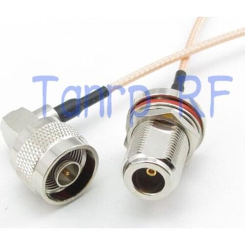 1PCS RG316 3FEET N male plug right angle to N female nut bulkhead RF adapter connector 1M Pigtail coaxial jumper cable