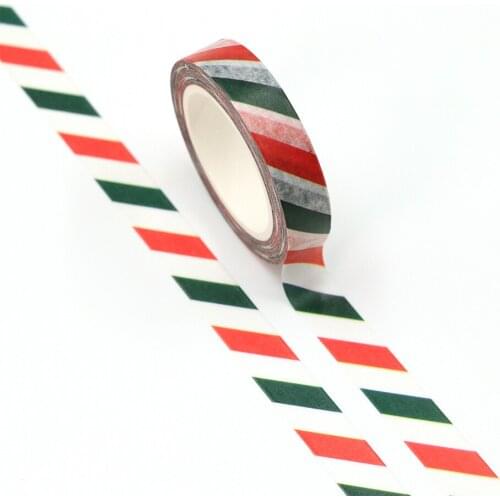 10pcs/lot 10mm x 10m Christmas red and green diagonal stripes washi tape Scrapbook Paper Masking Adhesive washi tape set