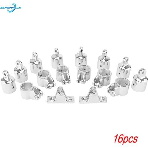16PCS Marine Hardware Universal 4-Bow Bimini Top 316 Stainless Steel Set Deck Hinge Jaw Slide Eye End Fitting Boat Accessories