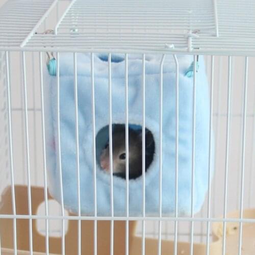 2 Size Winter Warm Soft Cotton Square Hamster Squirrel Hammock Hanging Bed Bird Cage Nest Small Pet Supply Color Random