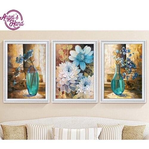 3pcs,Diamond Embroidery,Flower,Vase,Full,DIY,Diamond Painting,Cross Stitch,Diamond Mosaic,Bead Picture,Decor