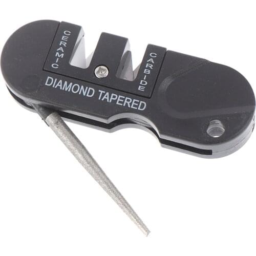 3 In 1 Portable Tungsten Ceramic Carbide Knife Whetstone Sharpener Sharpen Fish Hook Pocket Diamond Tool Camp Hike Outdoor