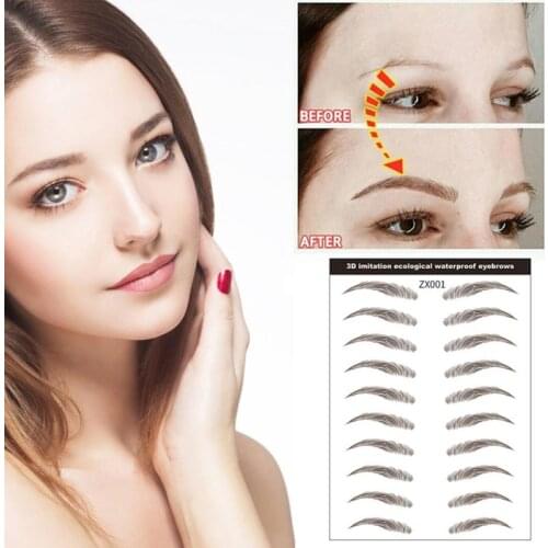 4D Tattoo Eyebrow Sticker Hair Like Bionic Waterproof Long Lasting Eyebrow Semi-Permanent Natural Eyebrow Paste Makeup TSLM2
