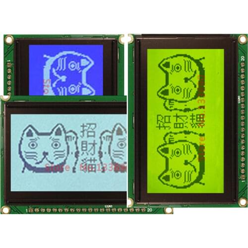 5V WG12864B 128x64 75x52.7mm Dots Graphic Yellow green LCD Display module KS0107 KS0108 compatible Controller New screen panel