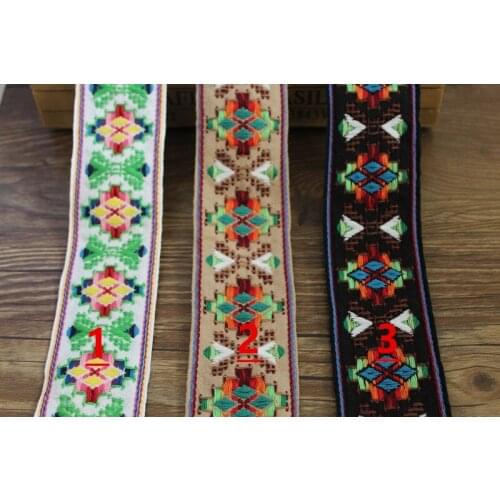 5 yards Woven Jacquard Ribbon 4.8cm Opulent Flower Craft Cotton