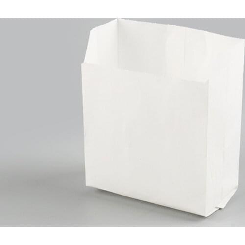 50PCS/Set Disposable Greaseproof Paper Bag French Fries Fried Chicken Packaging Bag(White)