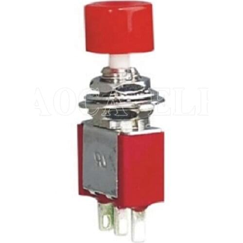 50PCS DS-613 Red button ON-(ON) momentary 3PIN 6mm push button switch