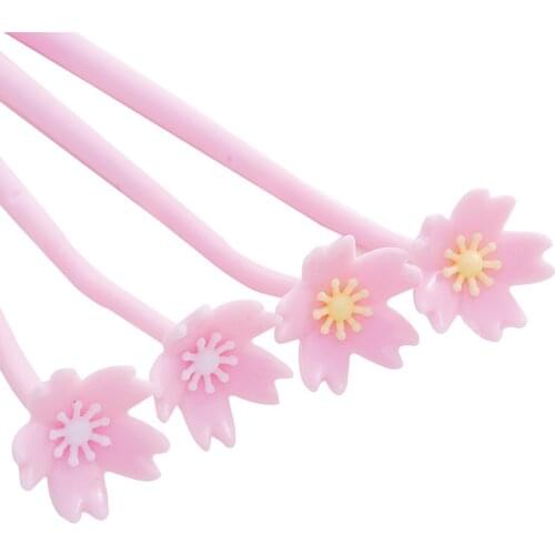 8 Pcs Gel Pens Cherry Blossom Creative Silicone Gel Pen Black South Korea Stationery Pens for School Tools Wholesale