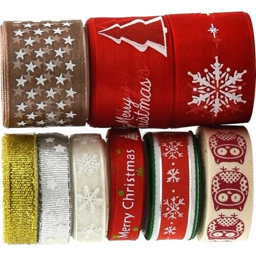 9 Pieces 2 Yards Grosgrain Ribbons Trim for DIY Christmas Tree Party Decoration Gold Rot Silber Schleifenband