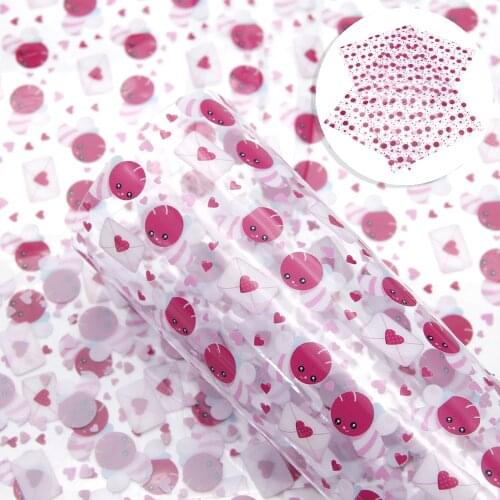 David accessories 20*33cm Transparent Christmas Halloween Synthetic Leather DIY Bow Bag Material Faux Leather Fabric,1Yc8055