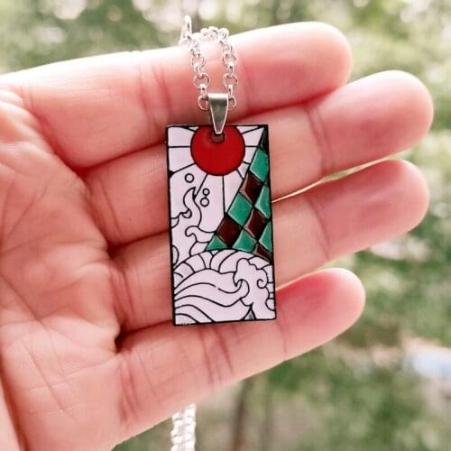 Anime Jewelry Demon Slayer Necklace Cartoon Kamado Tanjirou Kochou Shinobu Butterfly Fox Mask Pendants Neckalces Chain Necklace