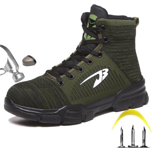 Free shipping Work Safety Boot Men Steel Toe Safety Shoes Puncture-Proof Outdoor Sneakers Mens Indestructible Shoes Air Mesh