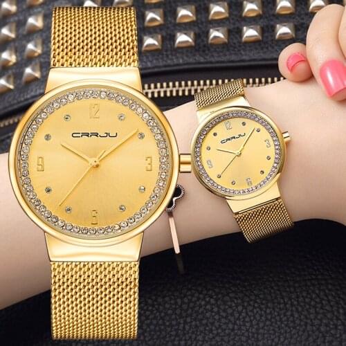 Woman Watches Rose CRRJU Top Brand Luxury Watch Women Quartz Waterproof Womens Wristwatch Ladies Girls Fashion Watches Clock