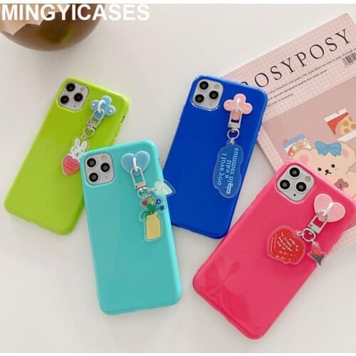 Coque for Iphone 12 Pro Max Mini 7 8 Plus Case Fluorescent Silicon Phone Cases for Iphone Xs 11 Pro Max Xr X Cover Cute Pendant