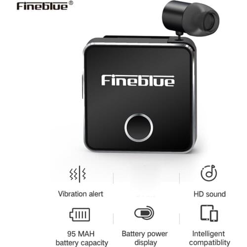 FineBlue F1 Wireless Headset Bluetooth V5.0 handsfree earphone Music Headset Vibrating Alert Wear Clip Earphone for Smartphone